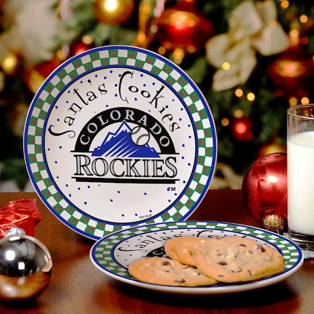 🎄 NIB Colorado Rockies Christmas Ceramic Santa's Cookie Plate MLB Baseball